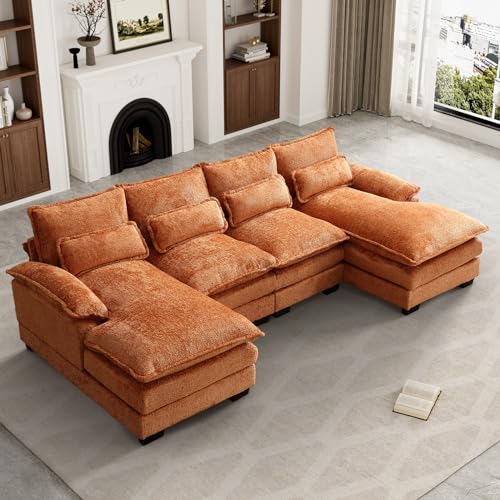 OUYESSIR U Shape Sectional Sofa Cloud Couch, 110" Upholstery Comfy Modular Sofa
