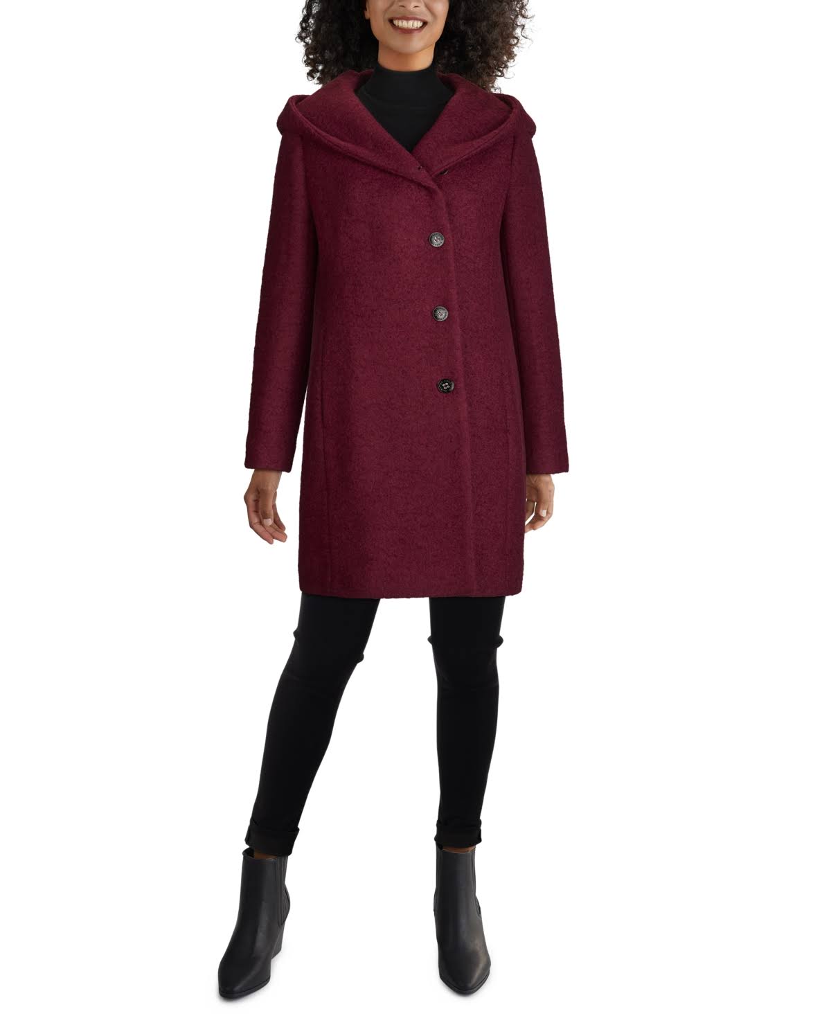 Cole Haan Asymmetrical Wool-Blend Coat, 4 / Purple
