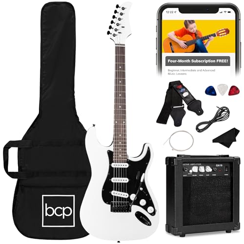 Best Choice Products 39in Full Size Beginner Electric Guitar Starter Kit w/Case, Strap, 10W Amp, Strings, Pick, Tremolo Bar - Sunburst