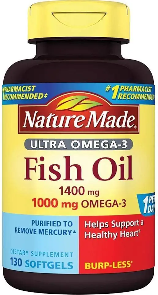 Nature Made Ultra Omega-3 Burpless Fish Oil 1400 mg Softgels w. Omega 3 1000 mg 130 Ct - Kansas Nuitrition - HNZSDS