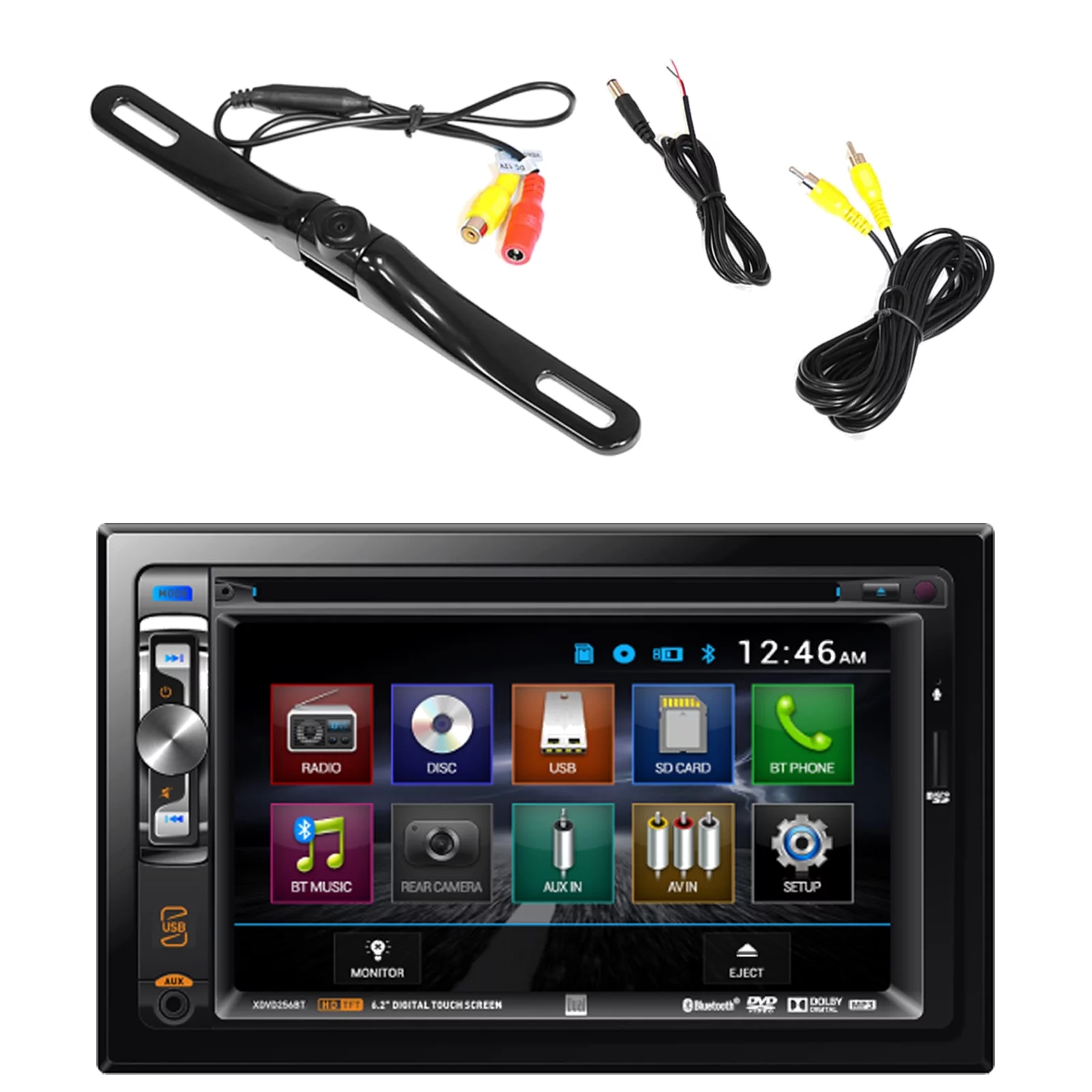 Dual AV Double Din 6.2" Touch Screen DVD Bluetooth USB Receiver
