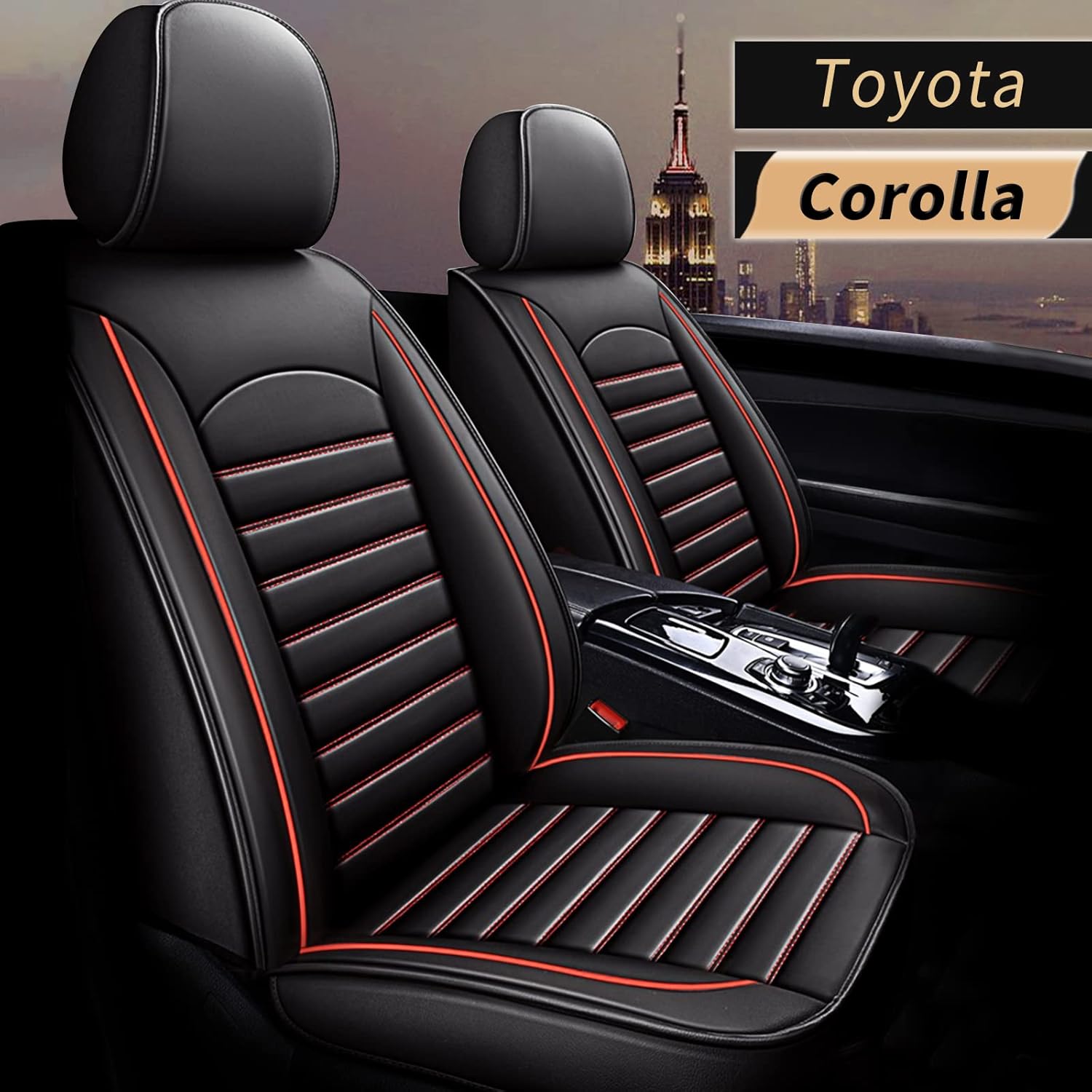 IKABEVEM Car Seat Cover Fit for Toyota Corolla 2007-2018 2022 Black Faux Full Set of Car Seat Covers with Airbag Compatible