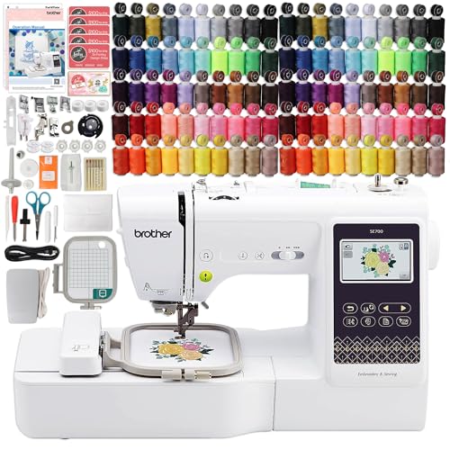 Brother SE700 Embroidery & Sewing Machine with 100 Sewing Spools, 100 Color Matching Bobbins & Accessories