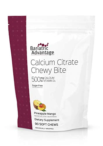 Bariatric Advantage Calcium Citrate Chewy Bites 500mg with Vitamin D3 for Bariatric Surgery Patients Including Gastric Bypass and Sleeve Gastrectomy