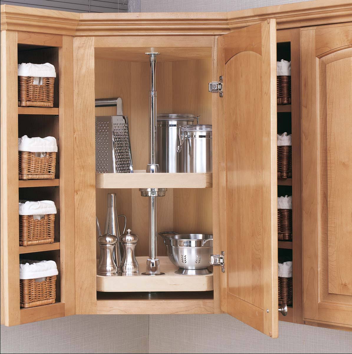 Rev-A-Shelf 4WLS272-20-52 Wood Classic 20 inch D-Shaped 2 Shelf Lazy Susan Set - Natural Wood, Size: 31, Beige