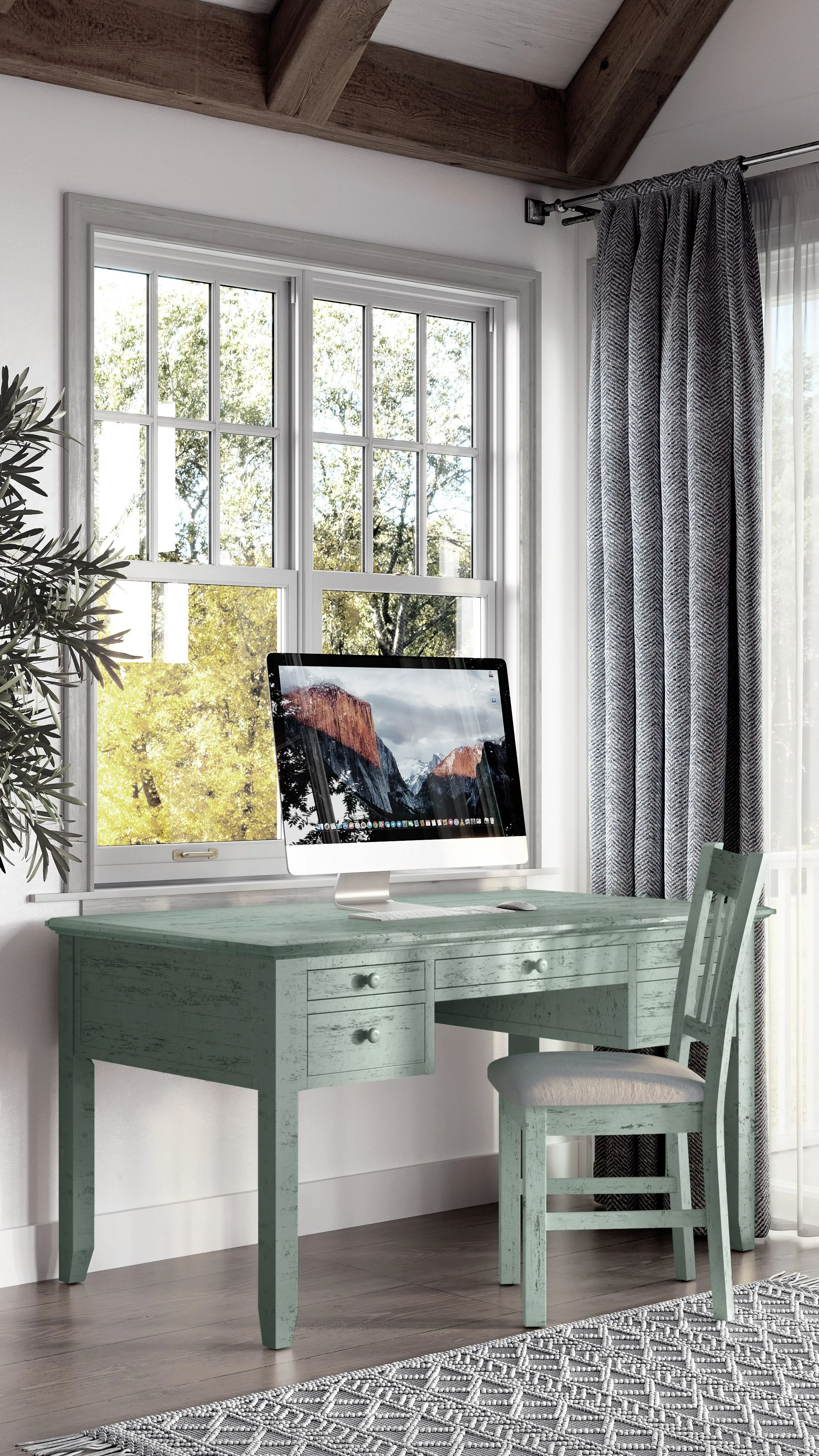 Jofran Rustic Shores Coastal Style USB Charging Desk and Chair Set