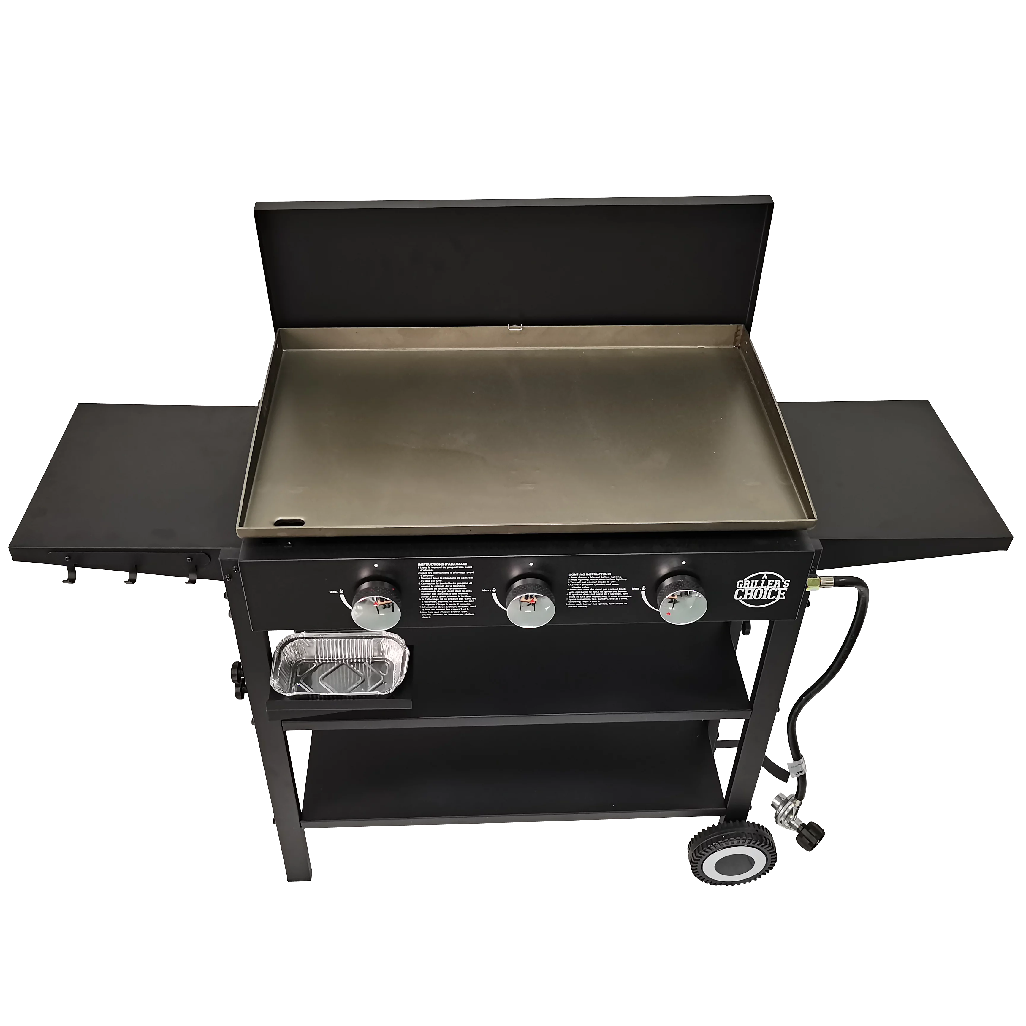 Griller's Choice Outdoor Griddle Grill Propane Flat Top - Hood Included, Large Flat Top Grill, 2-in-1 Portable, Paper Towel Holder