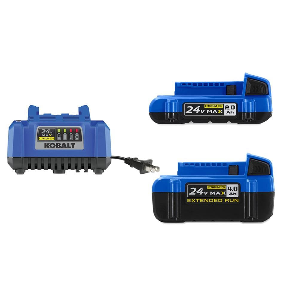 Kobalt 24-Volt Max 2-Pack 2 Amp-Hour; 4 Amp-Hour Lithium Power Tool Battery Kit (Charger Included) - Avayadevconnect