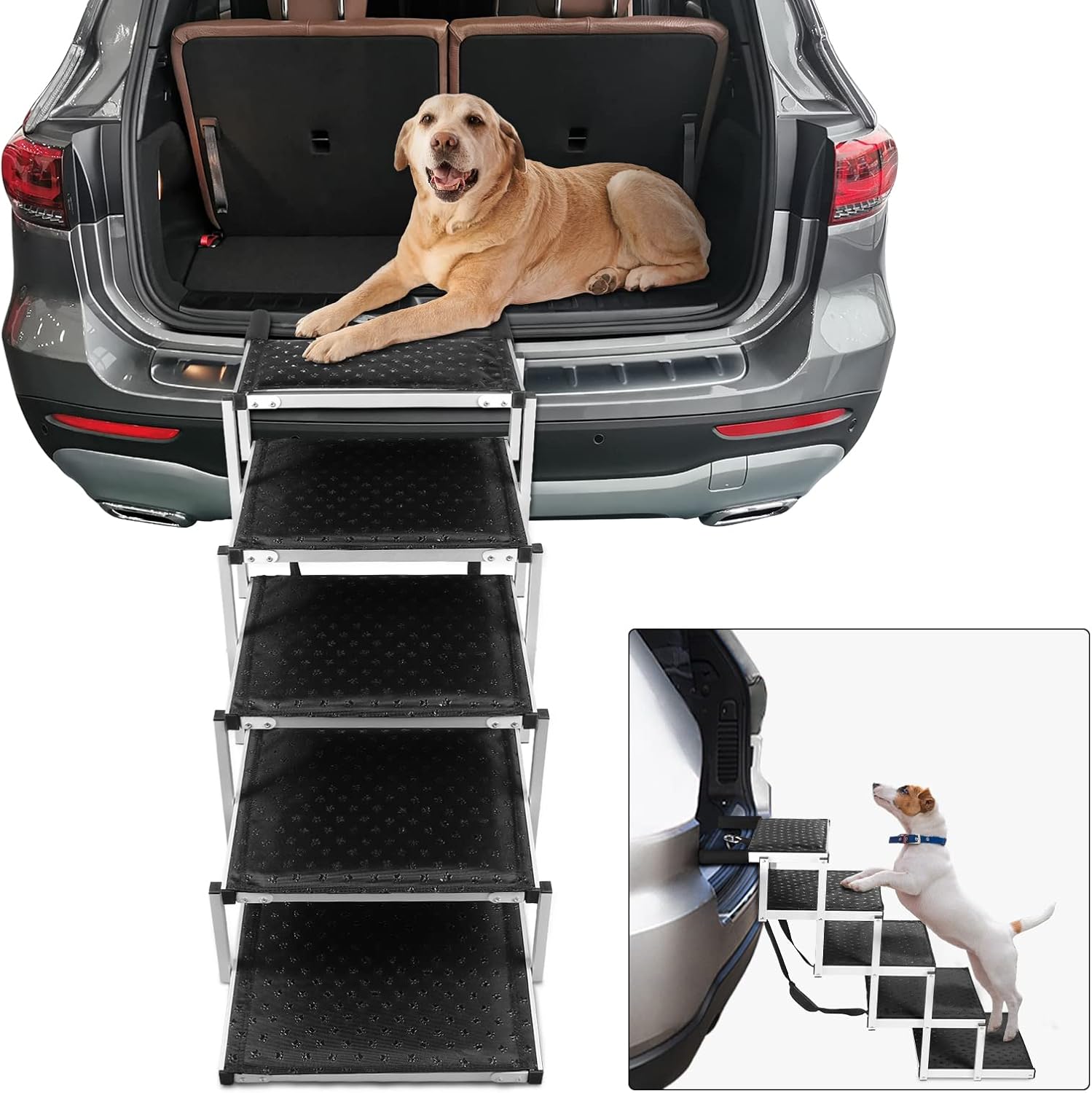 KELIXU Dog Stairs for Cars and SUV Large Dog Steps, Foldable Pet Stairs for High Beds, Trucks