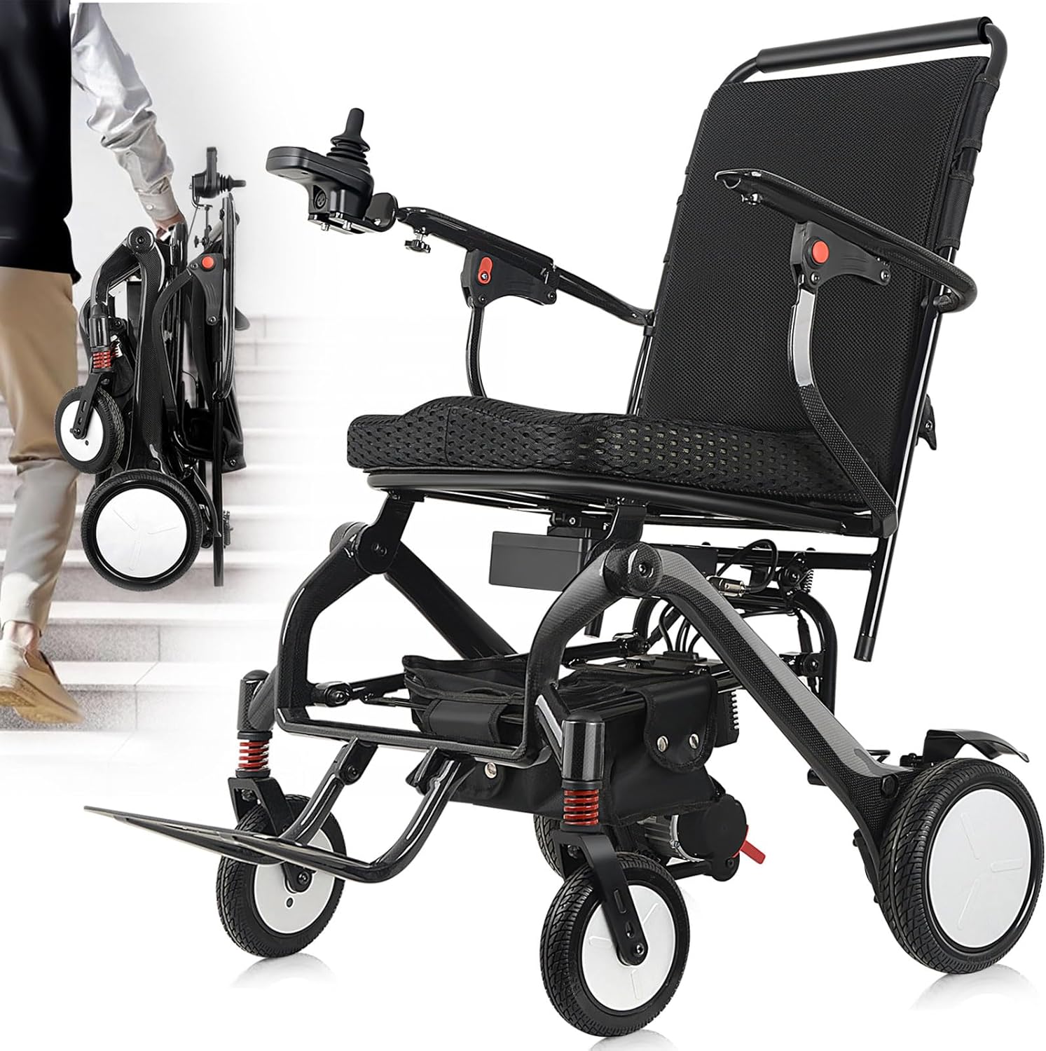 42lb Super Lightweight Electric Wheelchairs for Adults, 13 Miles Long Range Power Wheelchair, Intelligent Motorized Wheelchair for Seniors