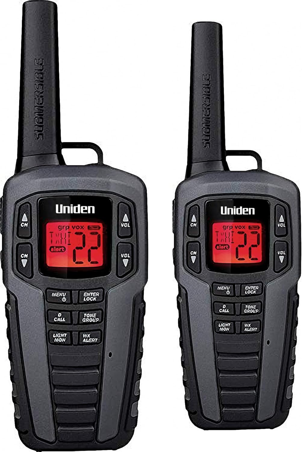 Uniden SX507-2CKHS Up to 50 Mile Range Two-Way Radio Walkie Talkies W/Dual Charging Cradle, Waterproof, Floats, 22 Channels, 142 Privacy Codes