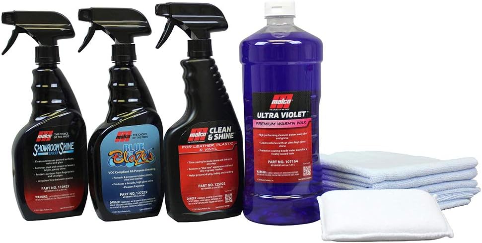 Malco All-in-One Auto Detailing Kit – Best Interior & Exterior Car Cleaning & Conditioning Kit/Includes 6 Professional Grade Car Detailing Products