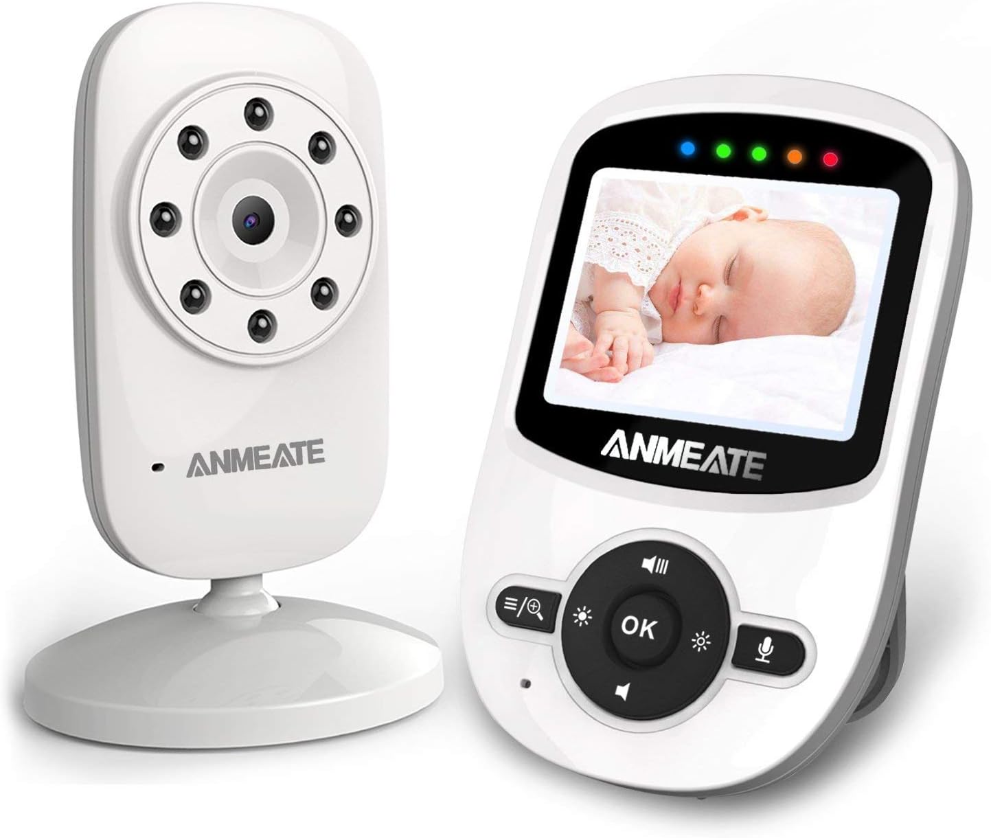 Video Baby Monitor with Digital Camera, ANMEATE Digital 2.4Ghz Wireless Video Monitor with Temperature Monitor, 960ft Transmission Range, 2-Way Talk