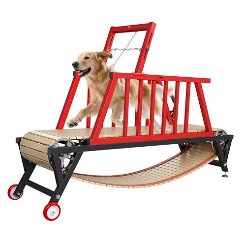 Dog Treadmill for Medium/Large Dogs with Handbrake, Non-Electric Slatmill Machine for Dogs Exercise, Indoor Dog Running Machine
