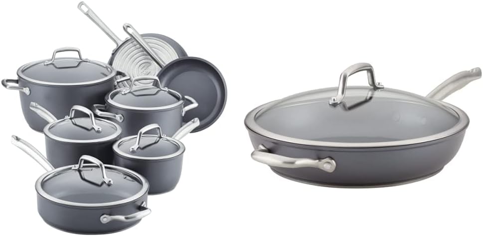 Anolon Accolade Forged Hard Anodized Cookware Pots and Pans Set, 12 Piece