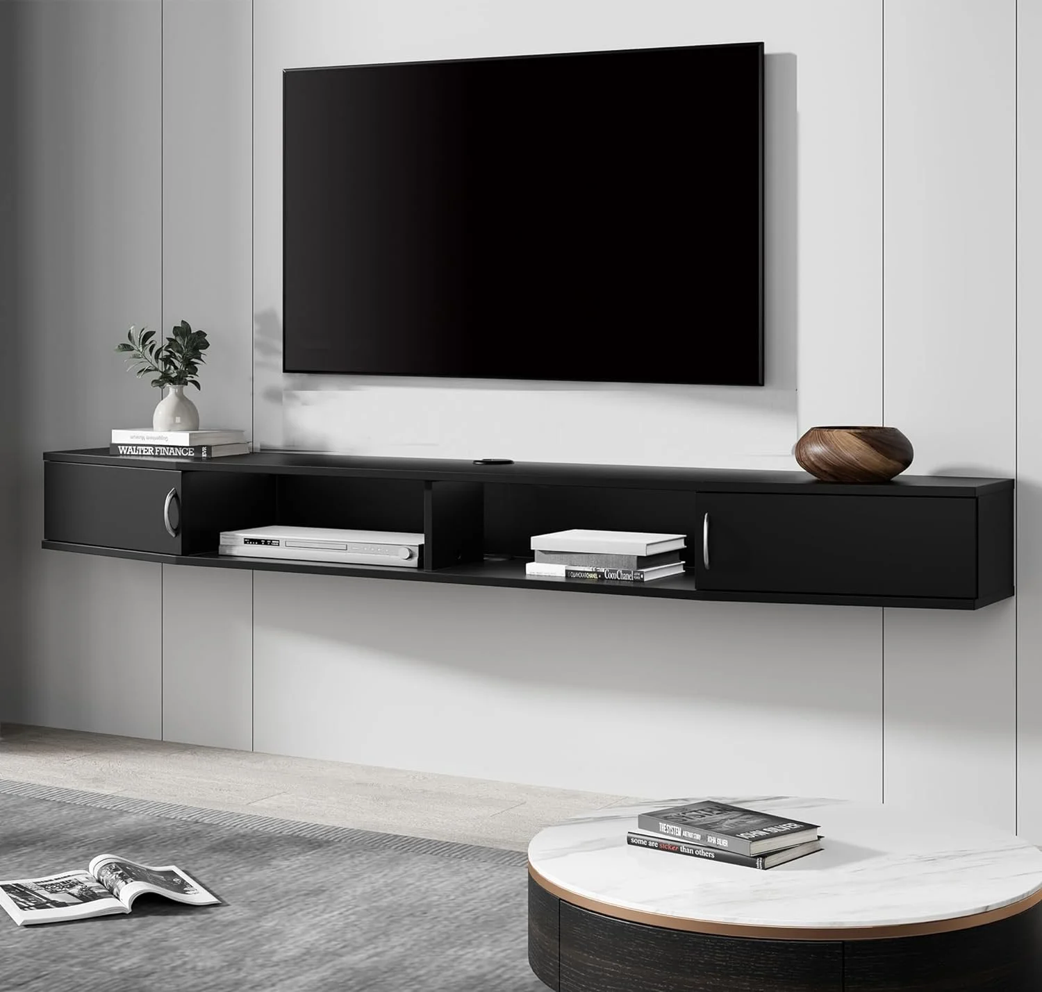 Floating TV Stand with Cabinet