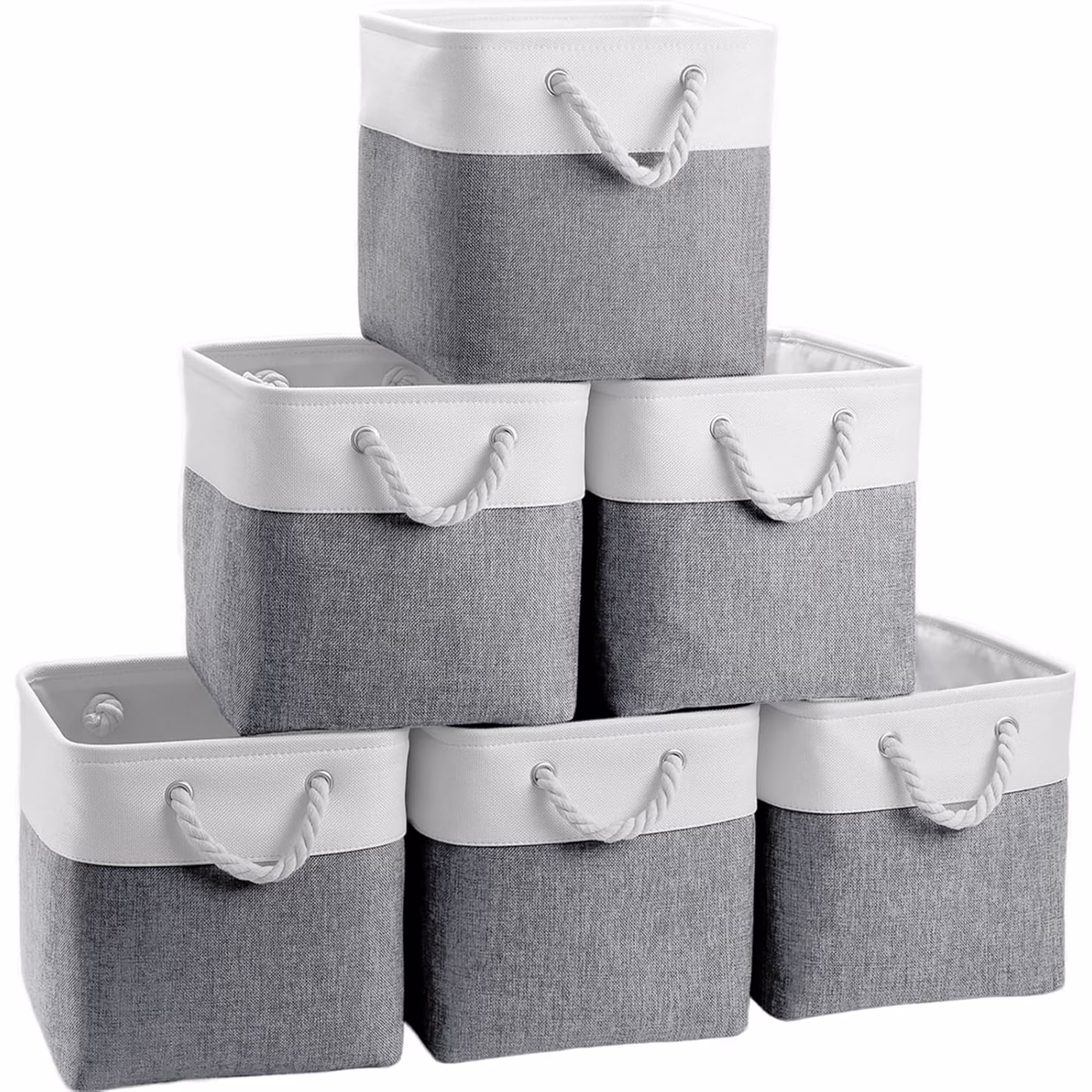 Fabric Cubes Storage Basket, 6 Pack 11x11 in with Handles Foldable Cube Storage Bins, for Shelves, Home, Office, Nursery Organizers