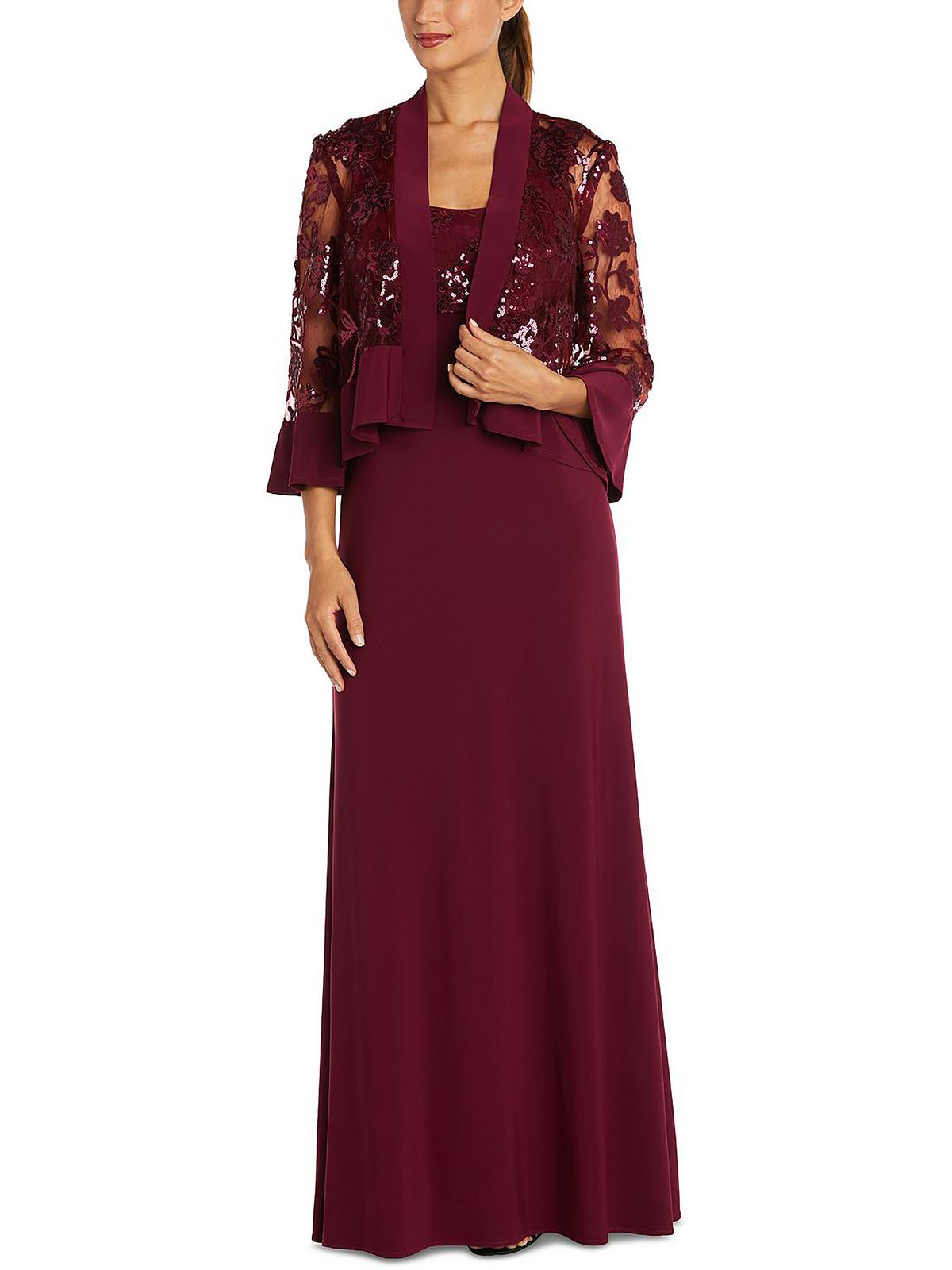 R&M Richards Womens Petites Lace 2PC Evening Dress
