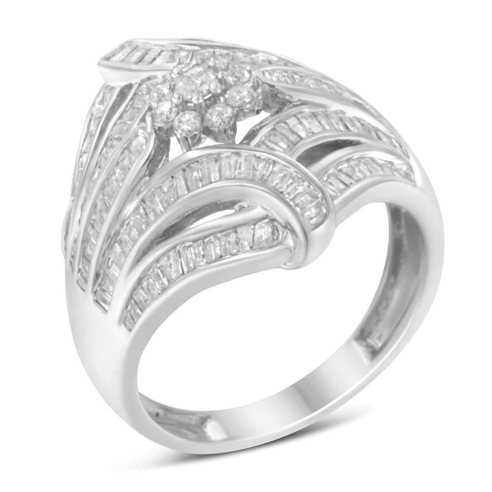 Sterling Silver 1 1/8ct. TDW Diamond CocktailRing (I-J, I2-I3)
