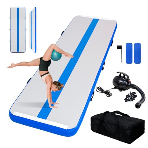 FEATH-R-LITE 10/13ft Inflatable Gymnastics Tumble Track Tumbling Mat 4in Thick Air Floor Tumble Track with Electric Pump for Cheer