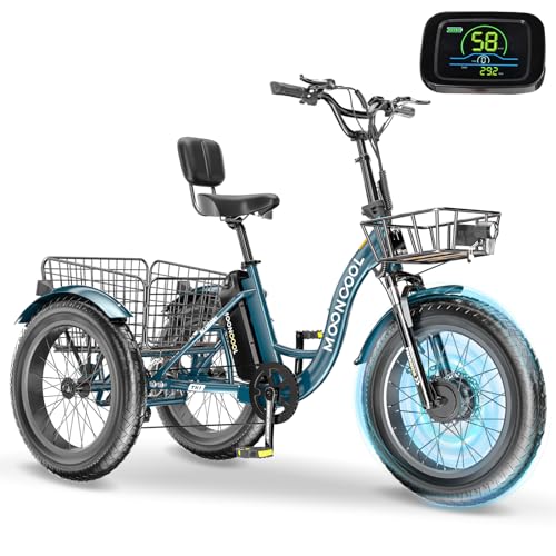 DoCred Electric Tricycle for Adults, 20" x 4" Fat Tire Electric Trike, 500W 48V Motorized Electric Bicycle Bikes