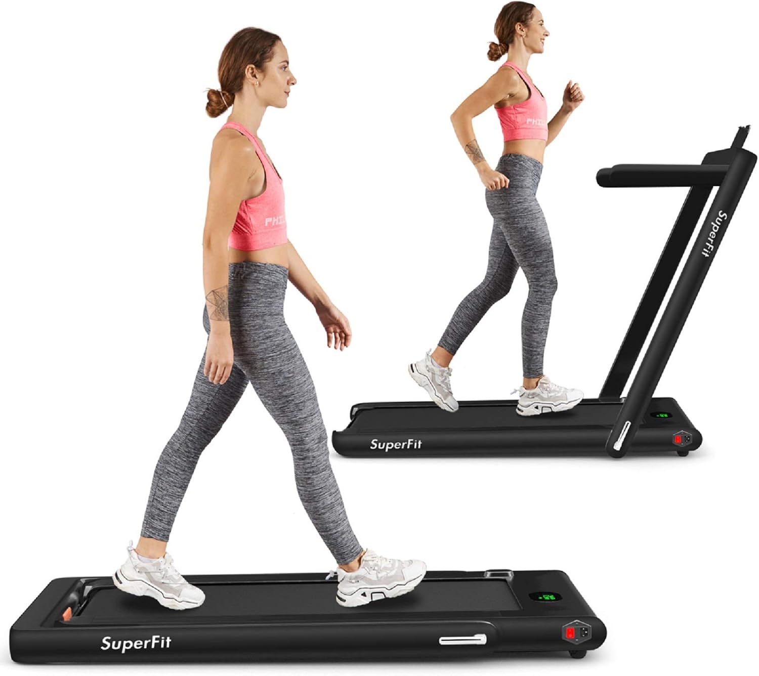 Goplus 2 in 1 Folding Treadmill, 2.25HP Superfit Under Desk Electric Treadmill, Installation-Free with Blue Tooth Speaker, Remote Control