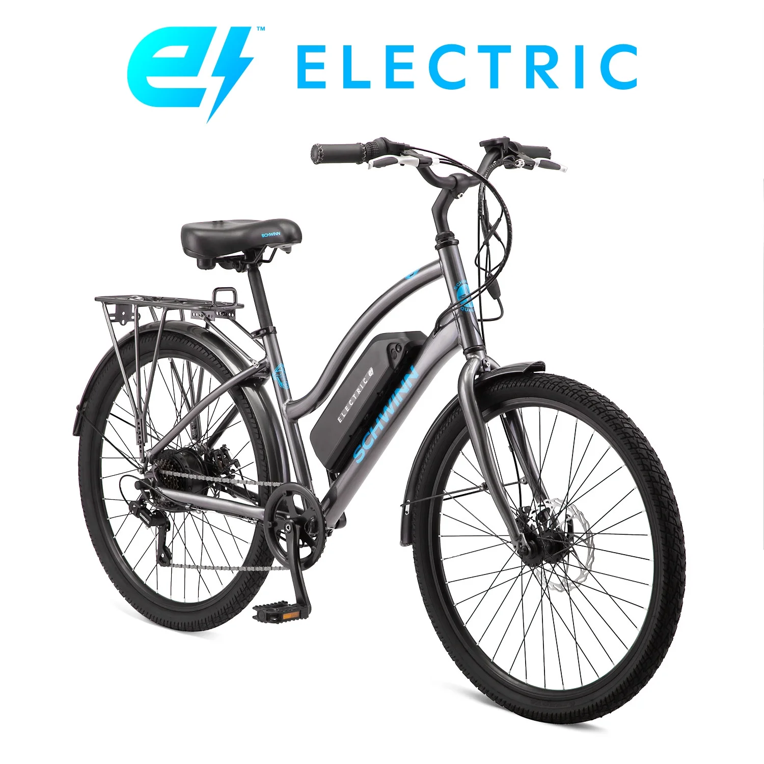 Schwinn 26-in. EC1 Low Step Unisex Cruiser Electric Bike for Adults, Throttle, Gray Ebike, 250w Motor - Curated Treasures Market