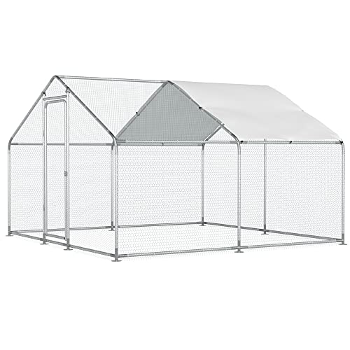 Morngardo Chicken Coop Large Metal Run for 40 Chickens Walk in Yard Poultry Cage Hen House with Waterproof Cover (193.75 Square Feet)