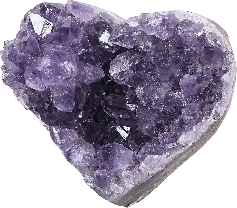 Natural Heart Amethyst Cluster, Raw Amethyst Crystal Geode Rock Mineral Specimen Sculpture Home Office Decor, 100-200g - Kansas Nuitrition - HNZSDS