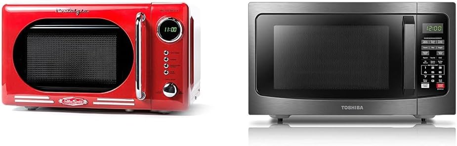 Nostalgia Retro Compact Countertop Microwave Oven - 0.7 Cu. Ft. - 700-Watts with LED Digital Display - Child Lock - Easy Clean Interior