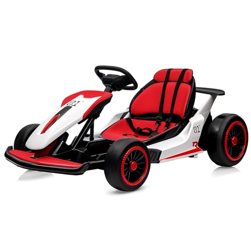 24V Go Kart for Kids, Electric Drift Kart with 2X200W Motor, 7AH Battery, Drift Function, Electric Pedals, and Safety Belt