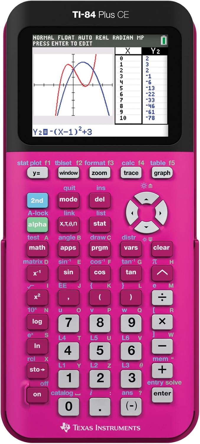 Texas Instruments TI-84 Plus CE Color Graphing Calculator, Positively Pink - Radiant Selections