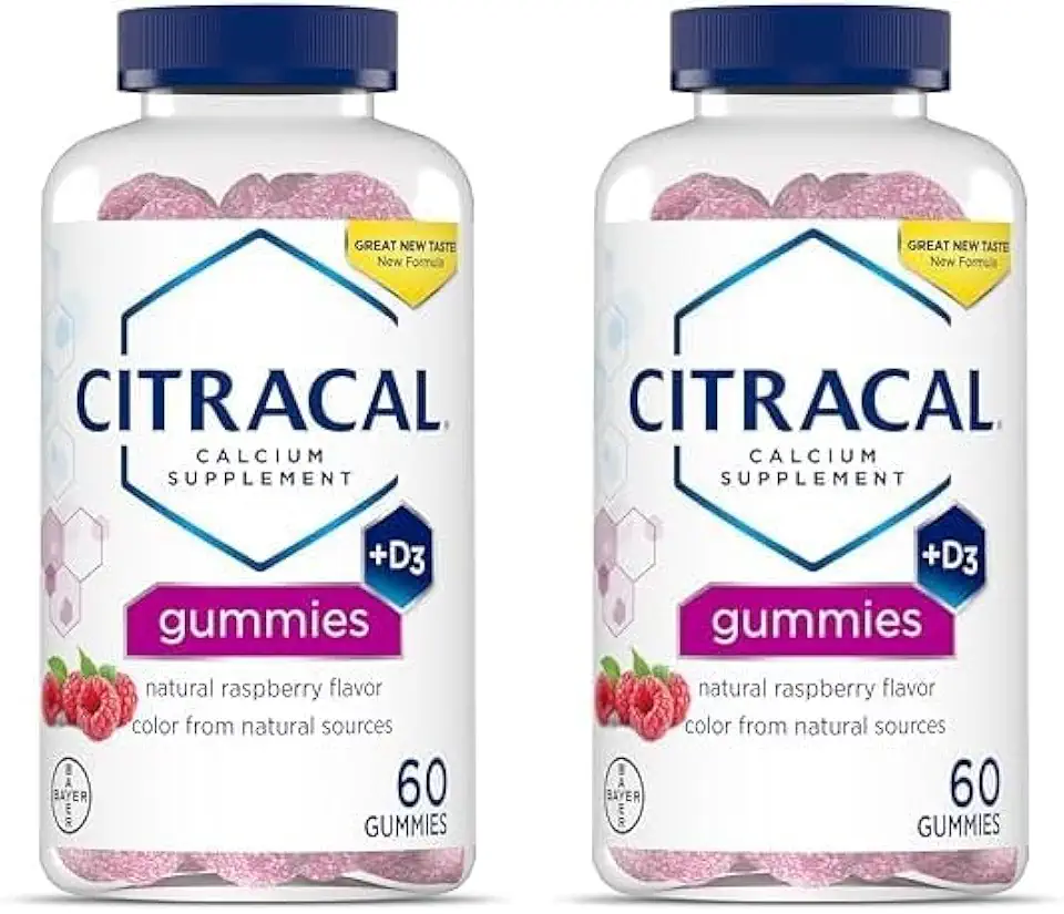 CITRACAL Calcium Supplement Gummies, Chewable Calcium with Vitamin D3, Supports Bone Health, Calcium Chews for Ages 12+, Natural Raspberry Flavor