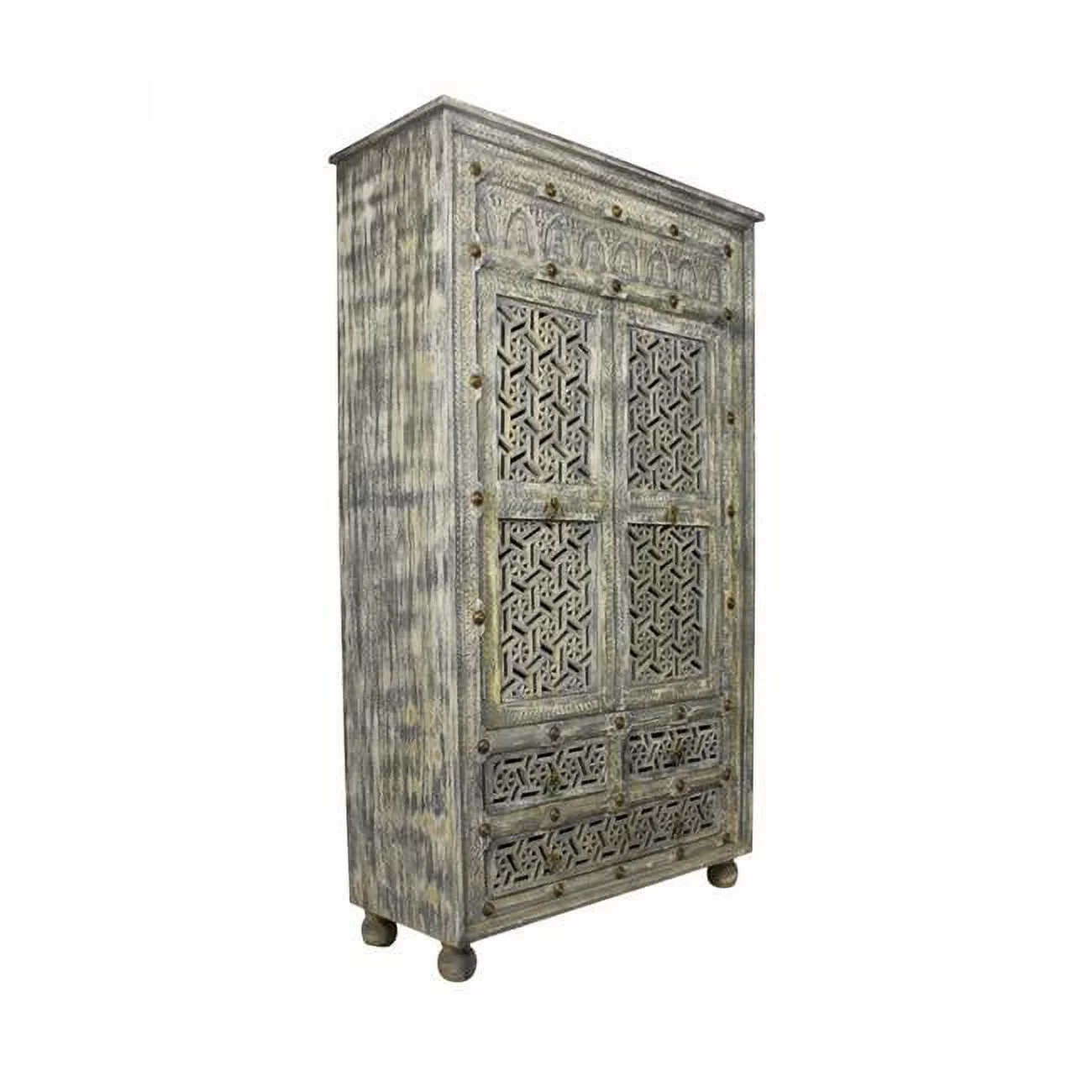 HomeRoots 489221 42 in. Solid Wood Three Drawer Gentlemans Chest. Aged Gray