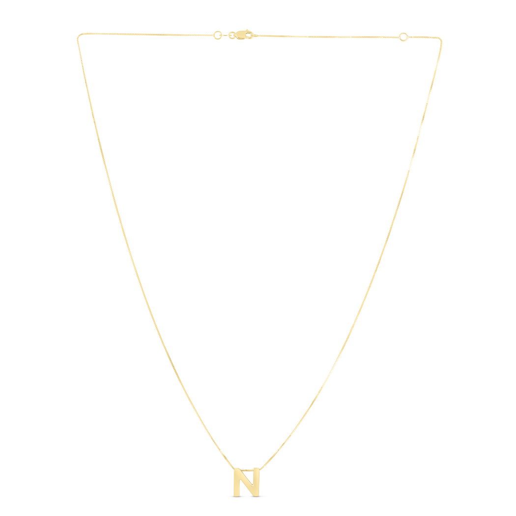 14k Yellow Gold Polished Letter Name Personalized Monogram Initial n Necklace With Lobster Clasp 18 Inch Jewelry Gifts f