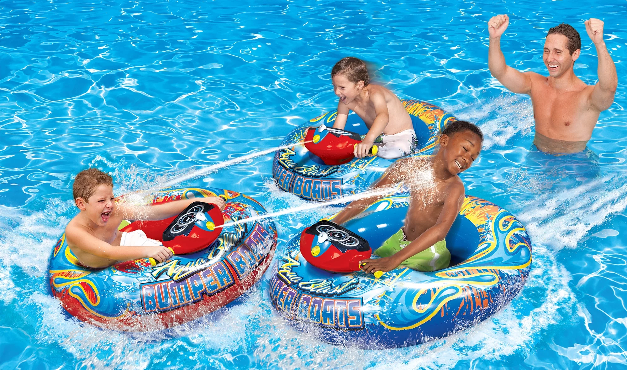 Banzai Motorized Bumper Boat Pool Rider (2-Pack), Ages 5+, Unisex