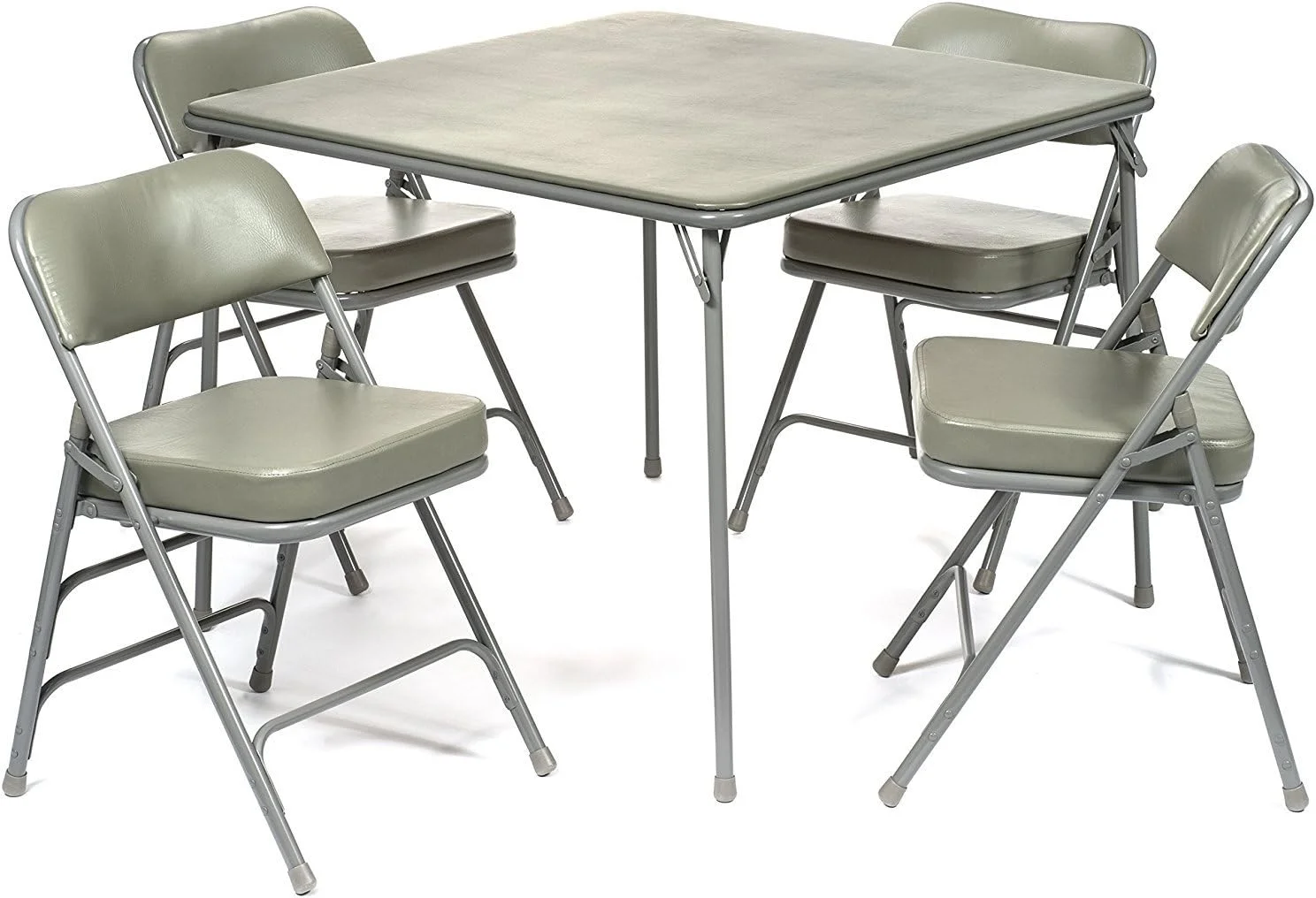 XL Series 5-Piece Folding Card Table and 2 in. Ultra Padded Chair Set, Commercial Quality, Grey