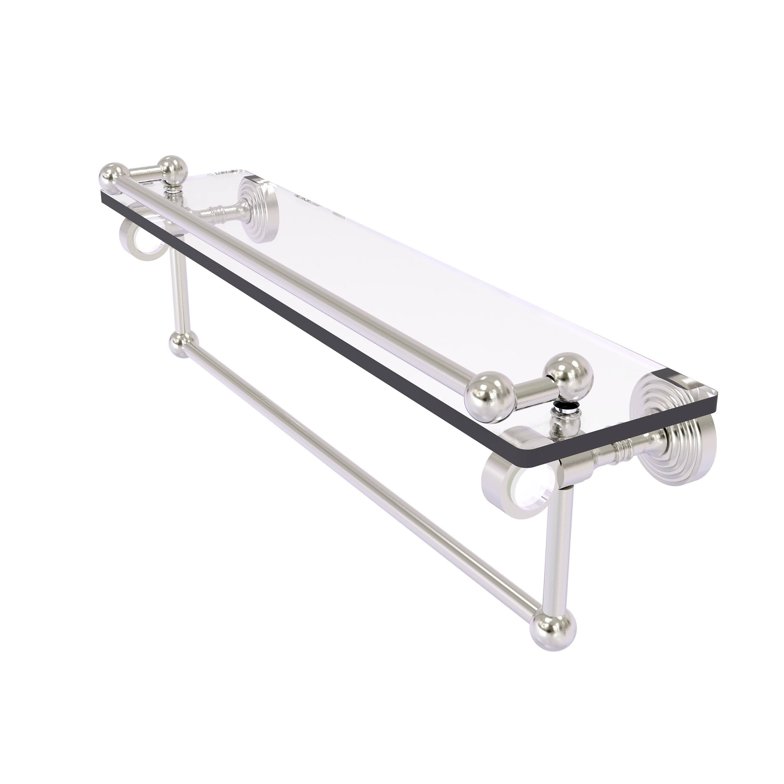 Allied Brass Pacific Grove 22 in. Glass Shelf with Gallery Rail and Towel Bar in Satin Nickel
