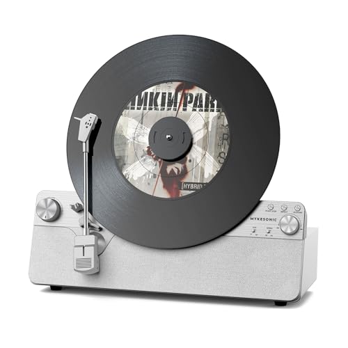 Vertical Automatic Record Player Bluetooth, MYKESONIC Belt Drive Vinyl Turntable, Magnetic AT-3600L Cartridge, Bluetooth in & Out