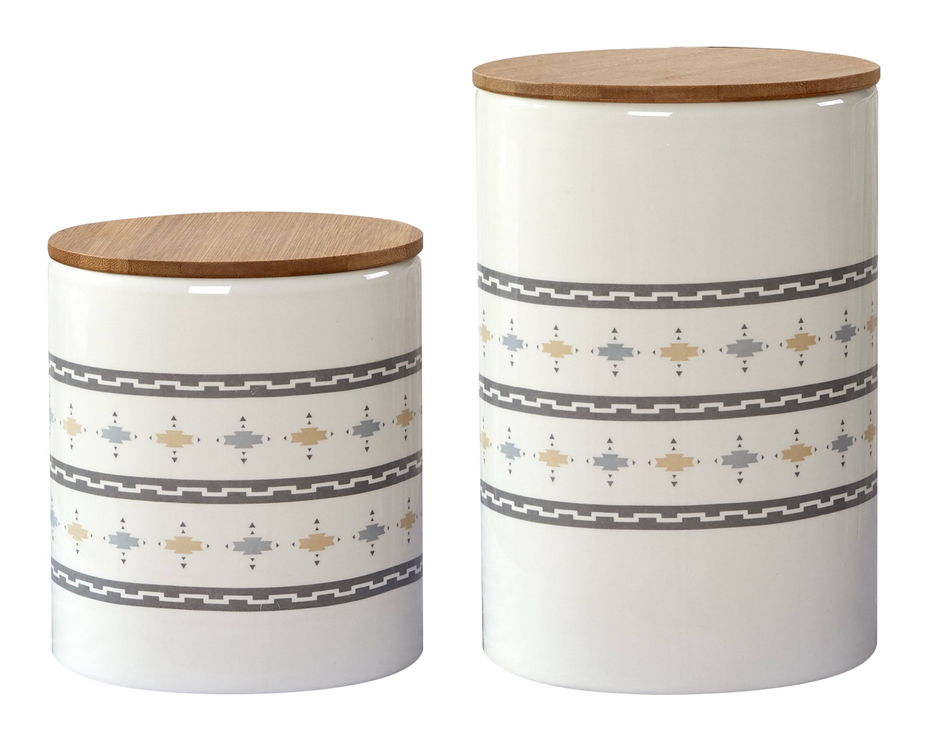 HiEnd Accents 2-pc Small Aztec Design Canister Set