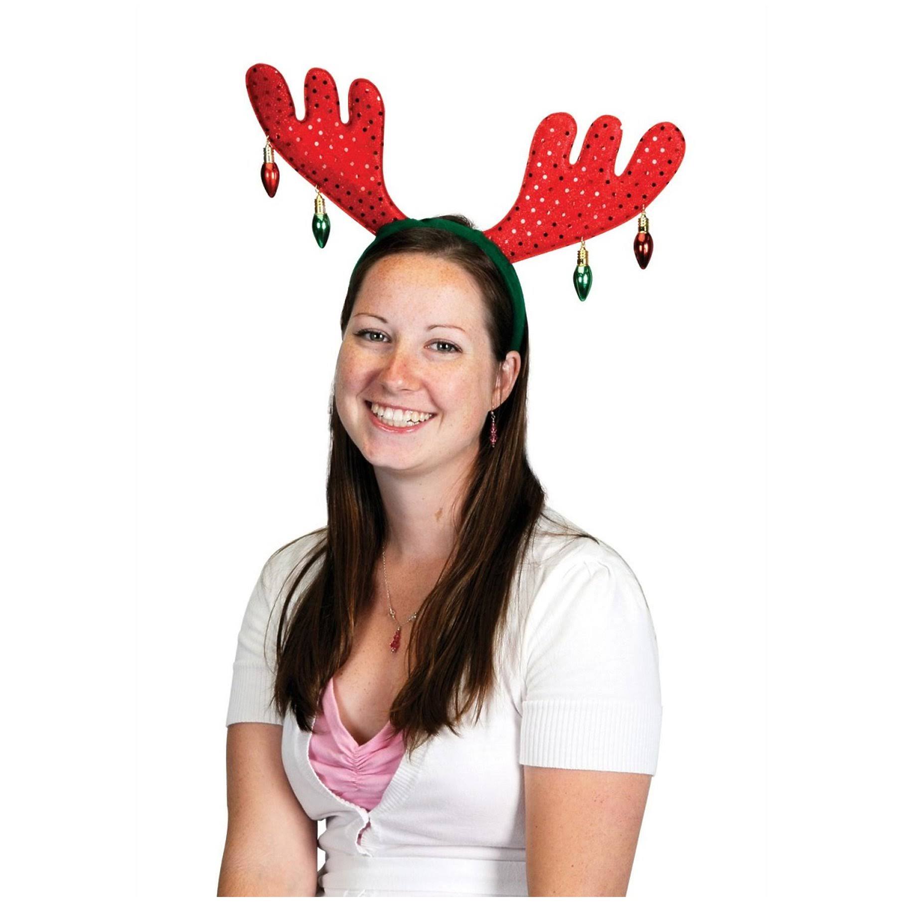 Club Pack of 12 Red and Green Reindeer Antler Christmas Headband Accessories - Avayadevconnect