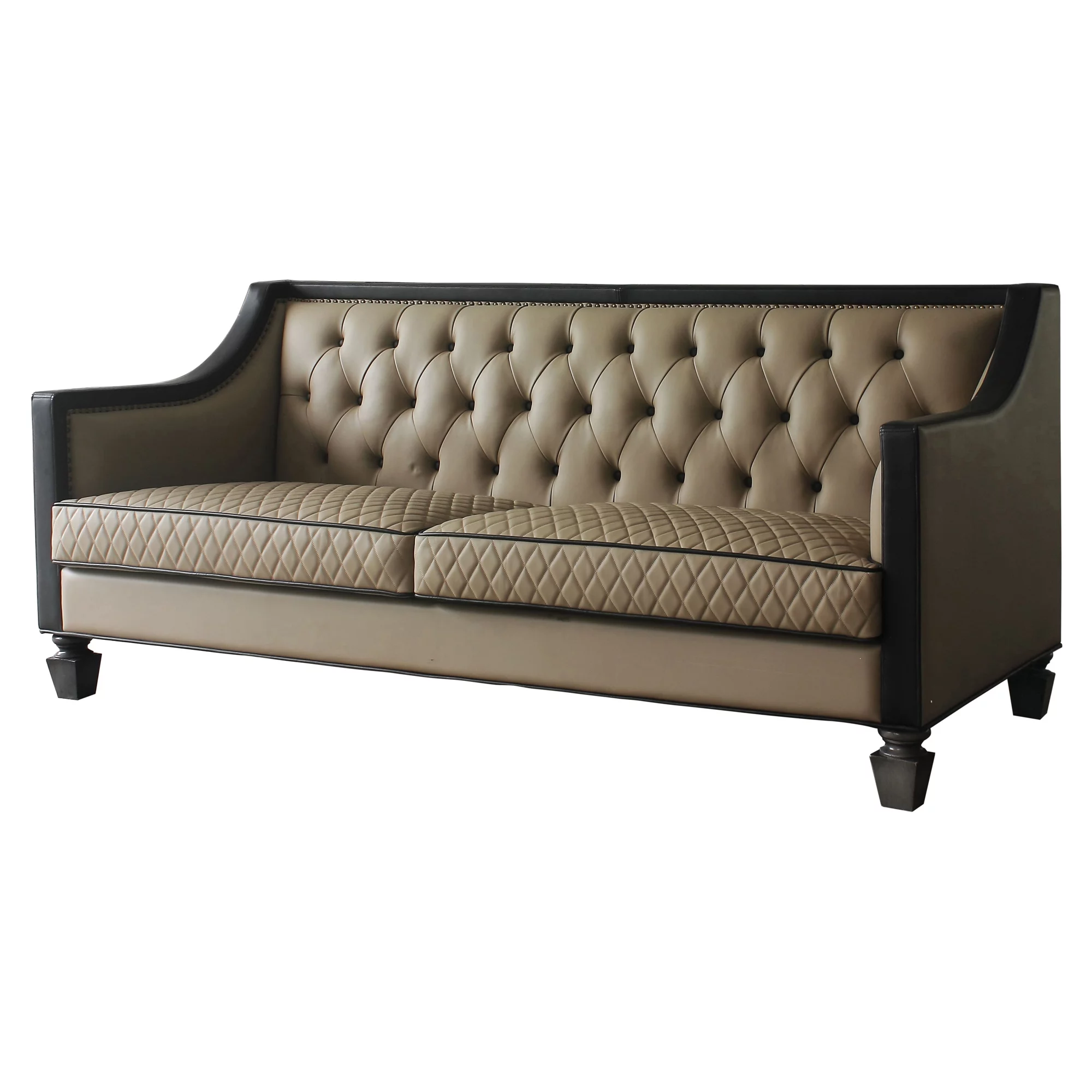 ACME House Beatrice Sofa with 4 Pillows in Tan, Black and Charcoal