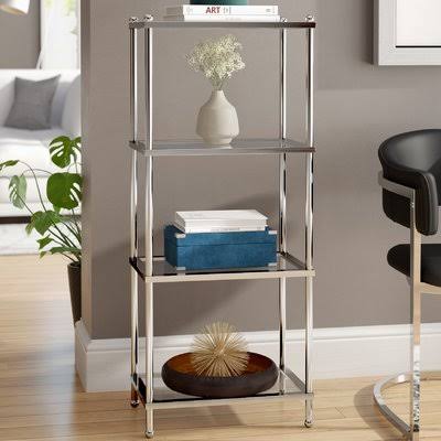 Orren Ellis 4-Tier Tower Etagere Bookcase, Sliver