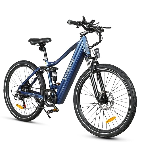 SAMEBIKE Electric Bike 750W 28MPH Electric Mountain Bike Full Suspension, 26 inch Ebike for Adults with 48V 14Ah Battery