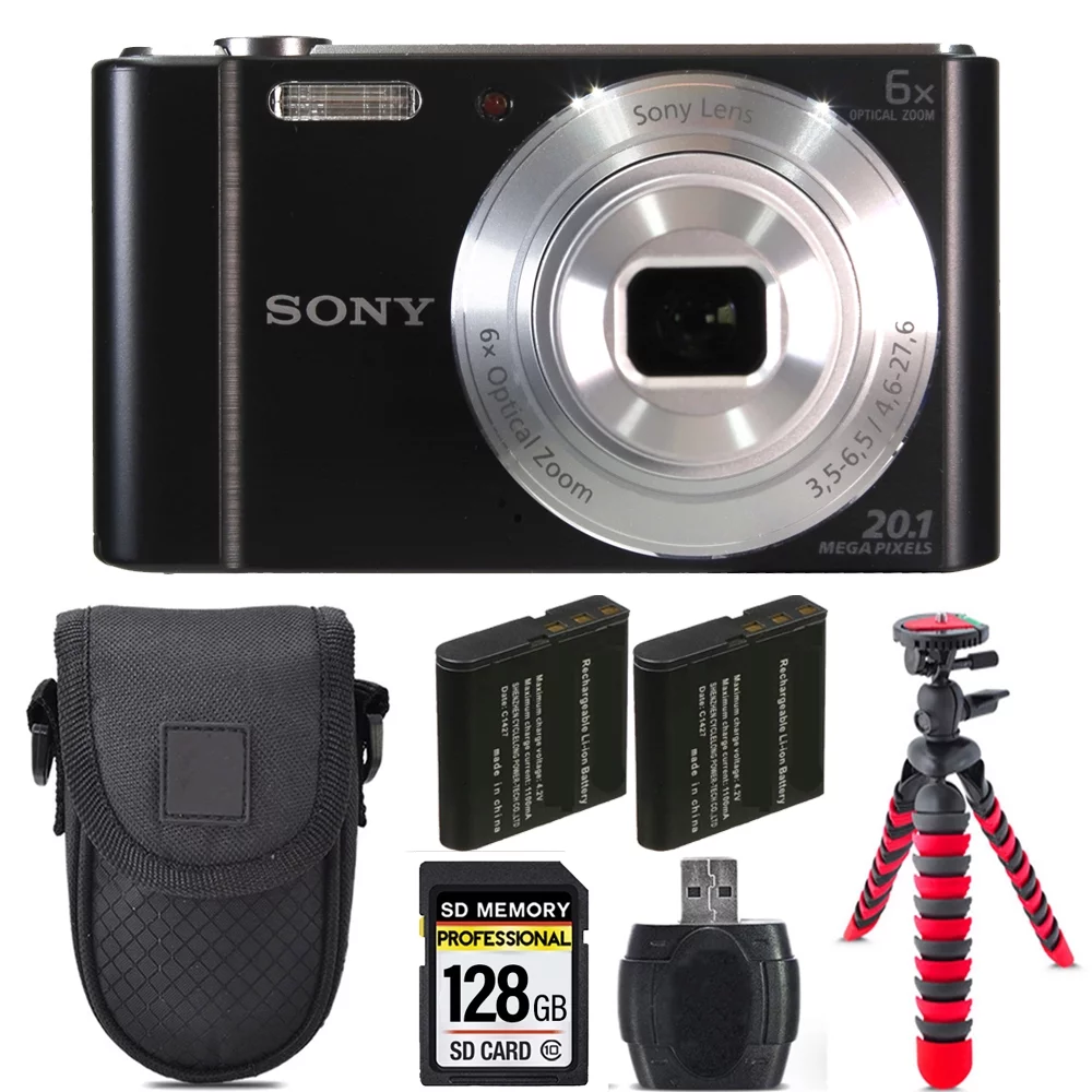 Sony Cyber-shot DSC-W810 Digital Camera + Extra Battery +Tripod + Case -128GB Kit - Radiant Selections