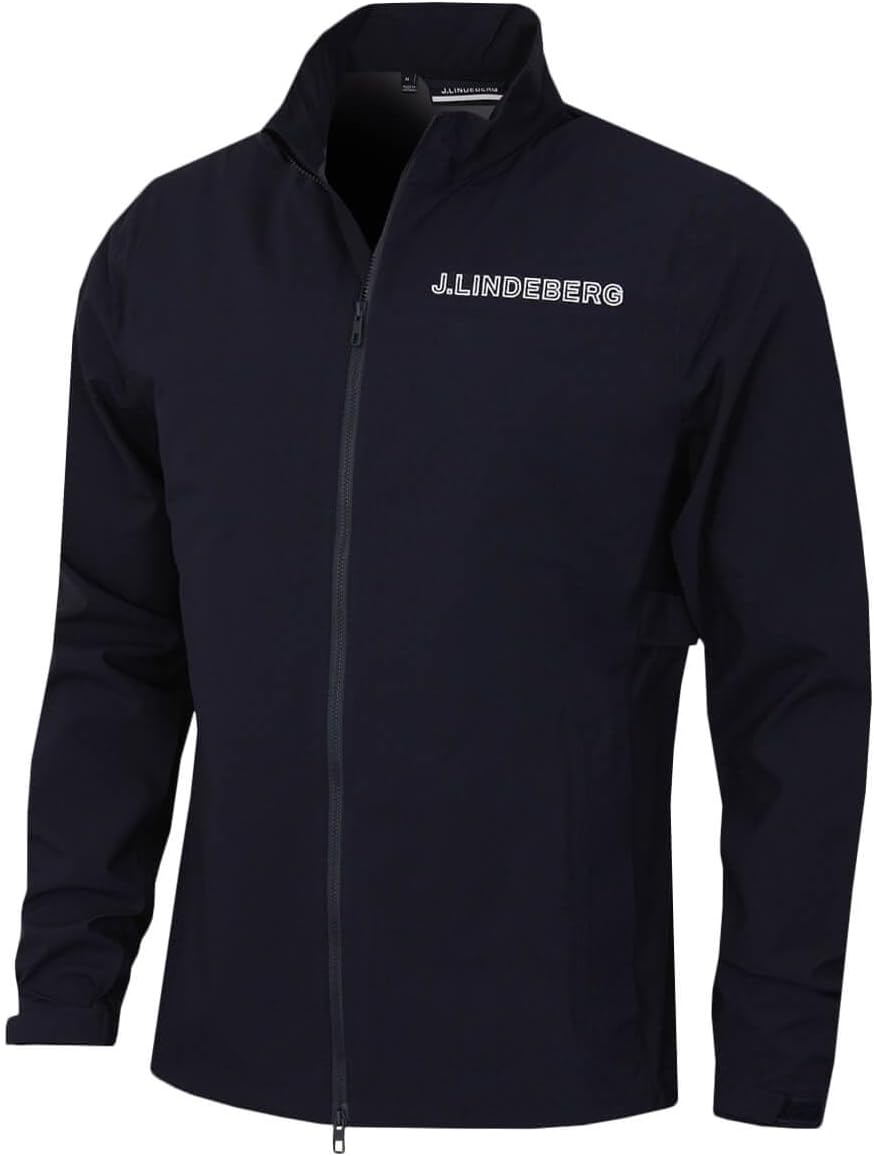 J.Lindeberg Men's Bridge Padded Waterproof Golf Rain Jacket - JL Navy - L