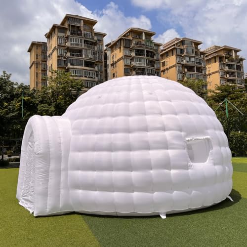 Outdoor Portable Inflatable Igloo Dome Tent with LED Light, 2 Windows | 16.5x18x11ft | Shelter Igloo Marquee for Party, Wedding, Camping