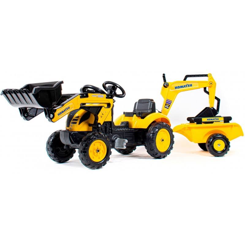 Komatsu FA2076N Pedal Backhoe Ride-On with Rear Excavator u0026 Trailer Included FA2076N - Plus 2 Years