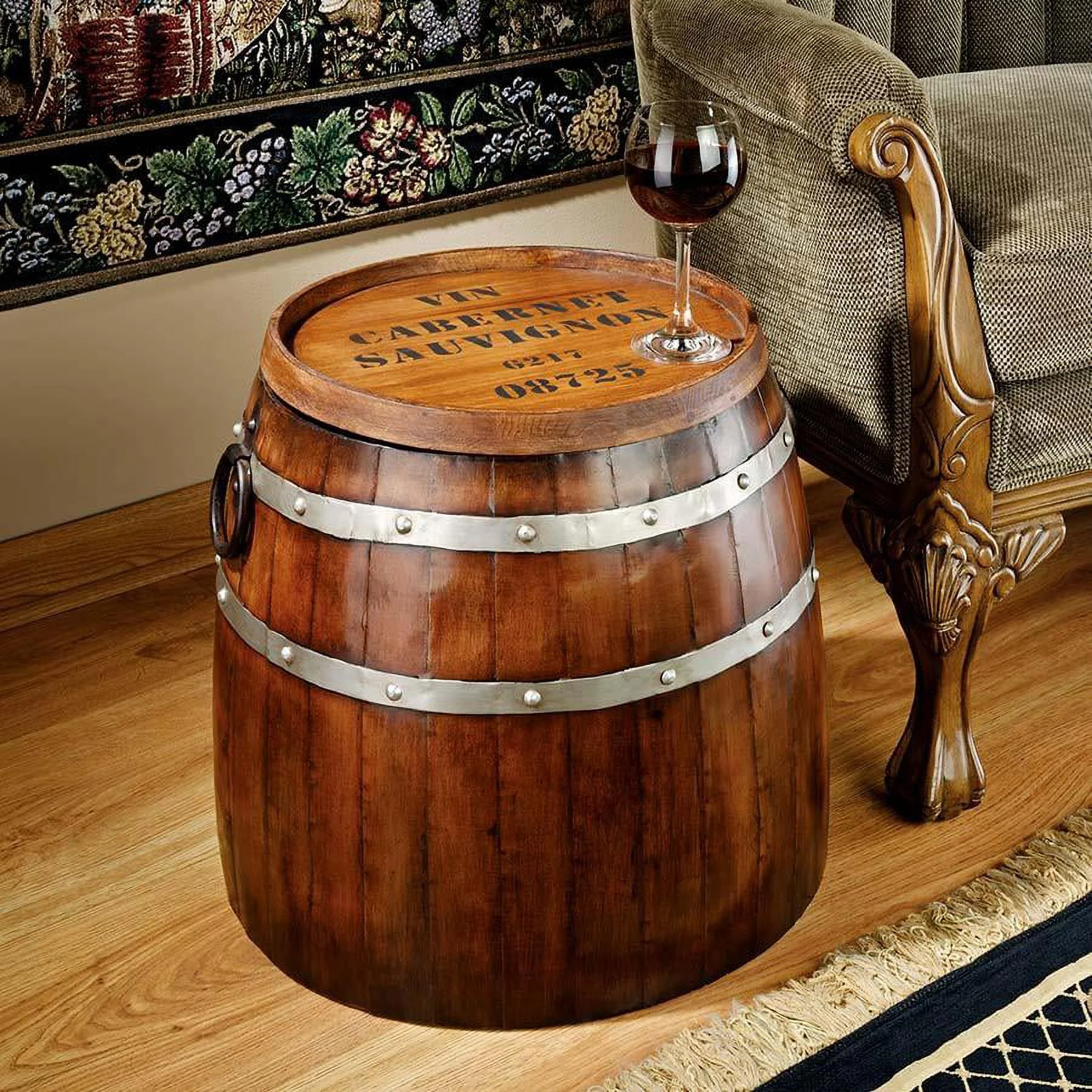 French Wine Barrel Side Table