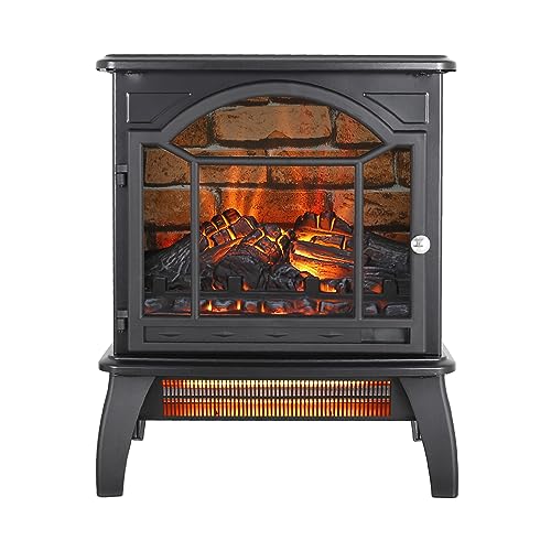 1500W Electric Fireplace,18” Infrared Freestanding 11 Temperature Mode Stove Heater for Indoor Use W/ 3D Realistic Flame,Firewood